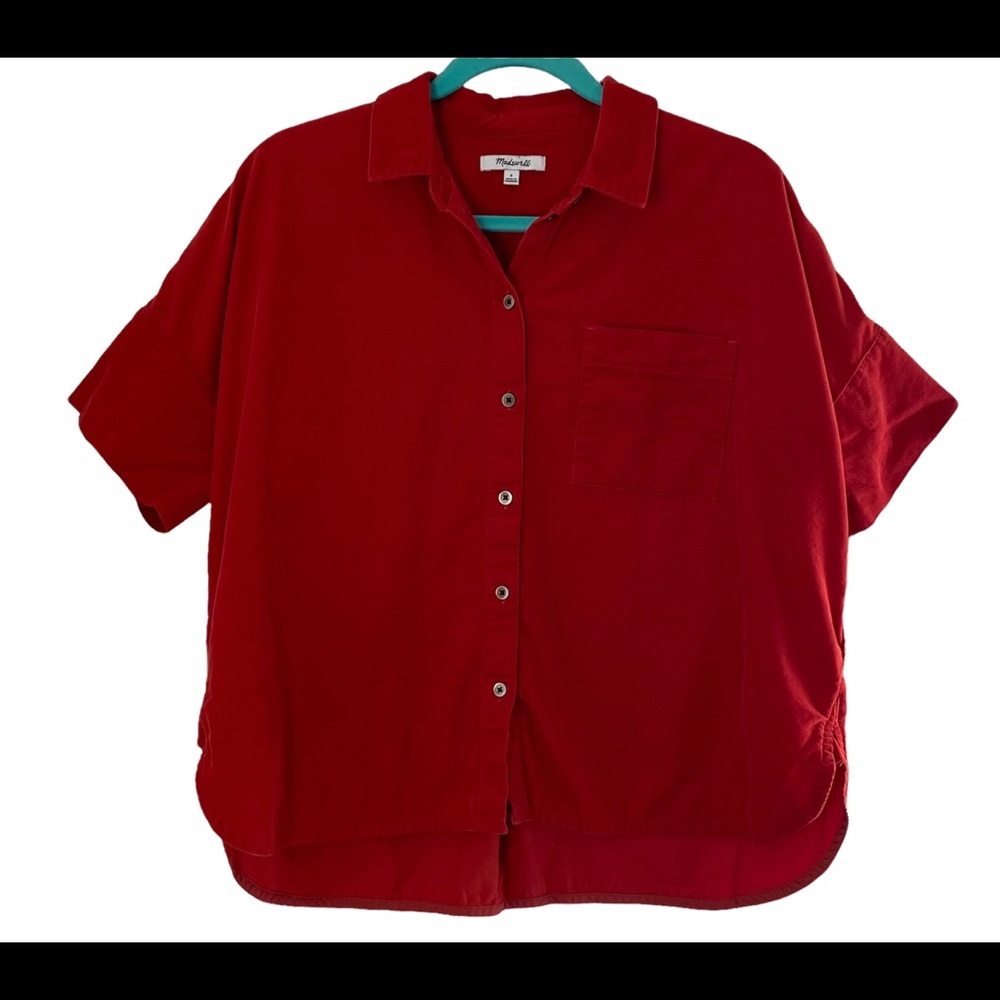 Madewell Red Corduroy Button Down Top